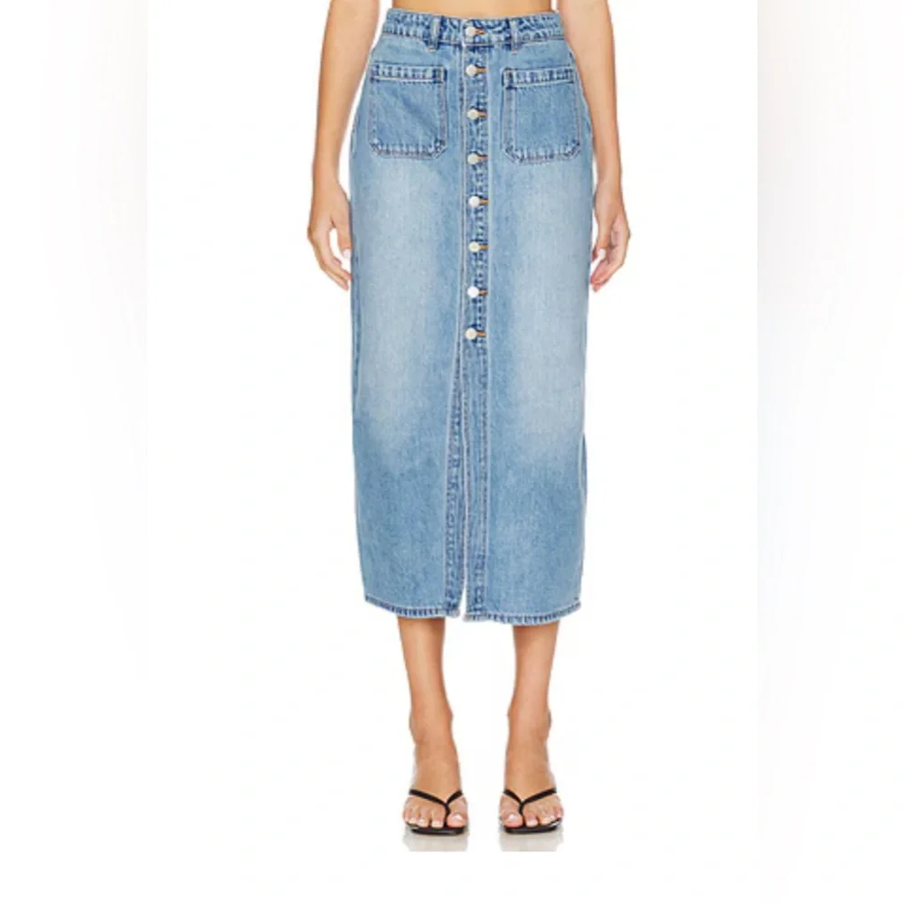 ROLLA'S Sailor Denim Midi Skirt NWT Vintage Blue High Rise Size 24